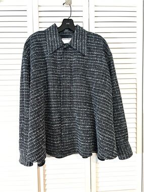 Bottega Veneta Black/Navy and White Tweed Shirt Jacket